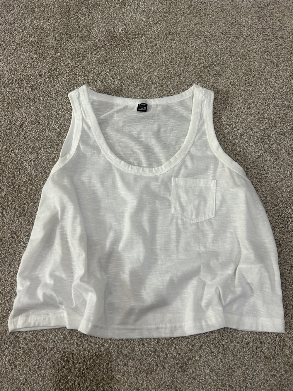 SHEIN White Scoop Neck Tank with Chest Pocket